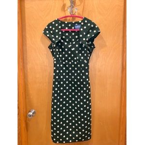 Collectif Vintage Green Polka Dot Dress XS